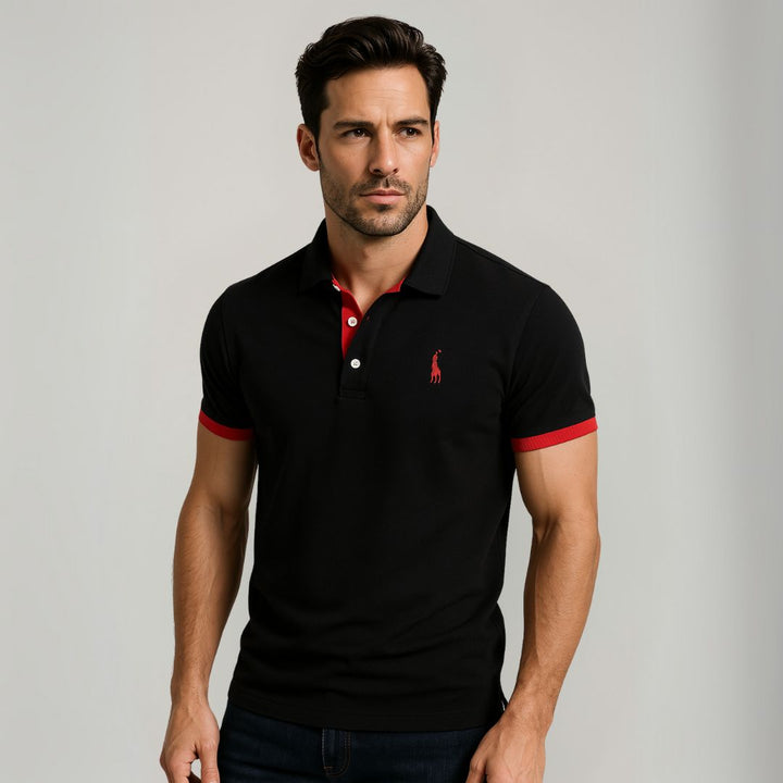 Men's Polo Shirt - Slim Fit, Cotton, Color Accents