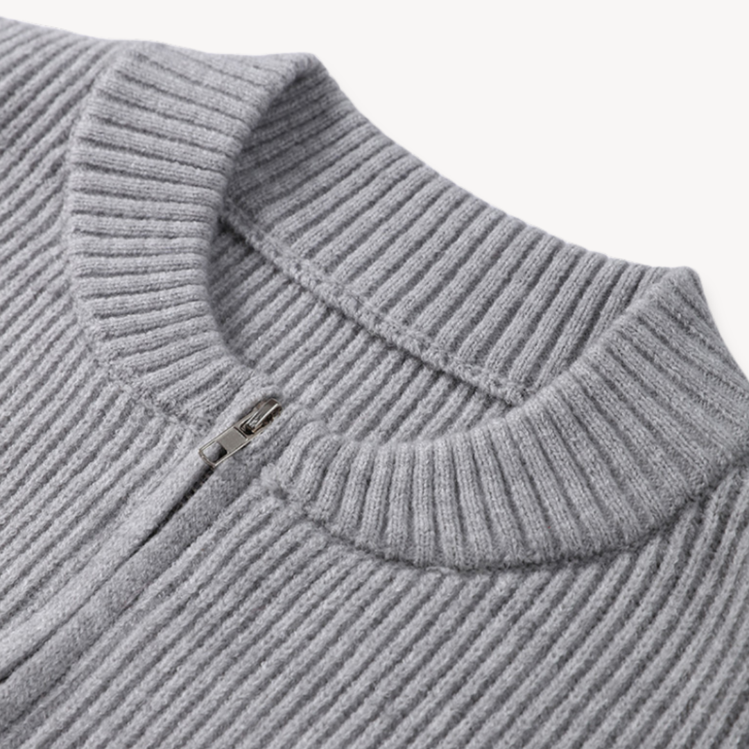Relaxed Zip-Up Knit Cardigan for Women