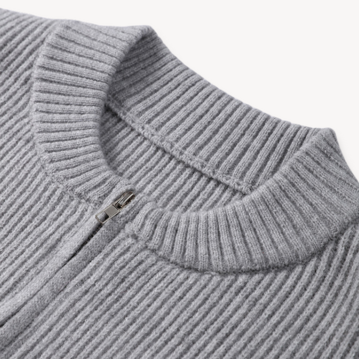 Relaxed Zip-Up Knit Cardigan for Women