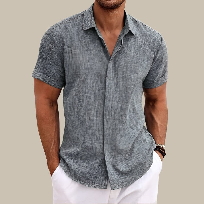 Dino | Men’s Short-Sleeved Casual Shirt-Mens Blouse-Borough Fashion