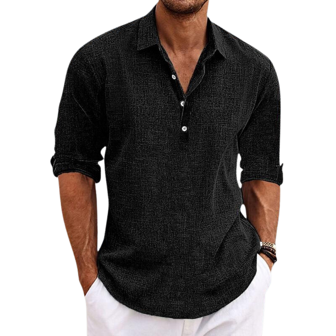 Jack | Men’s Lapel Collar Button-Up Shirt-Mens Blouse-Borough Fashion