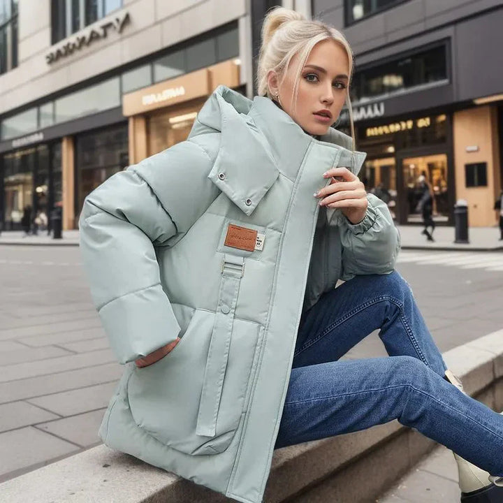 Women's Padded Waterproof Winter Coat with Hood