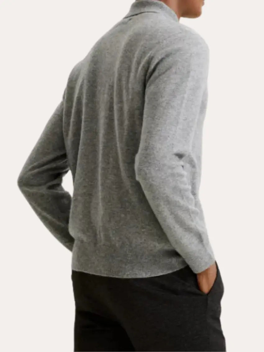 Men’s Full-Zip Knitted Jacket – Light Grey-Jacket-Borough Fashion