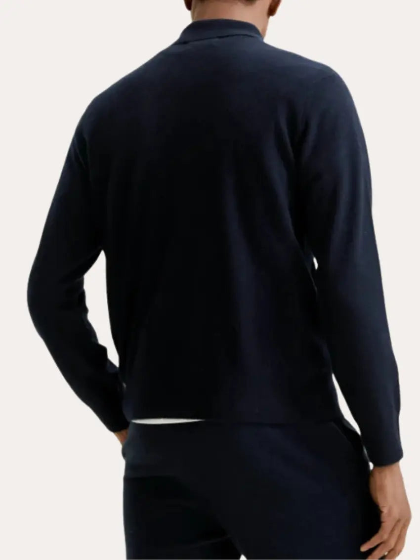 Men’s Full-Zip Knitted Jacket – Navy-Jacket-Borough Fashion