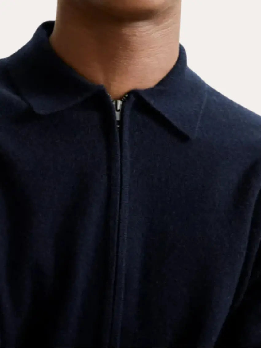 Men’s Full-Zip Knitted Jacket – Navy-Jacket-Borough Fashion