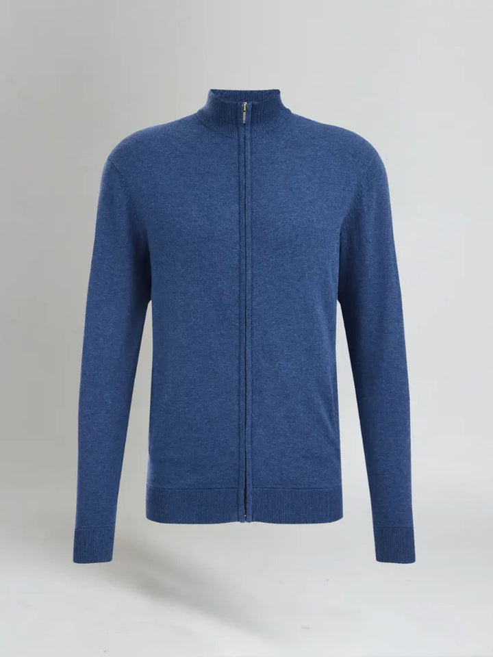 Men’s Full Zip Sweater – Blue-Sweater-Borough Fashion