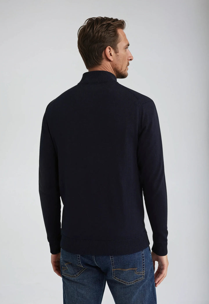 Men’s Full Zip Sweater – Navy Blue-Sweater-Borough Fashion