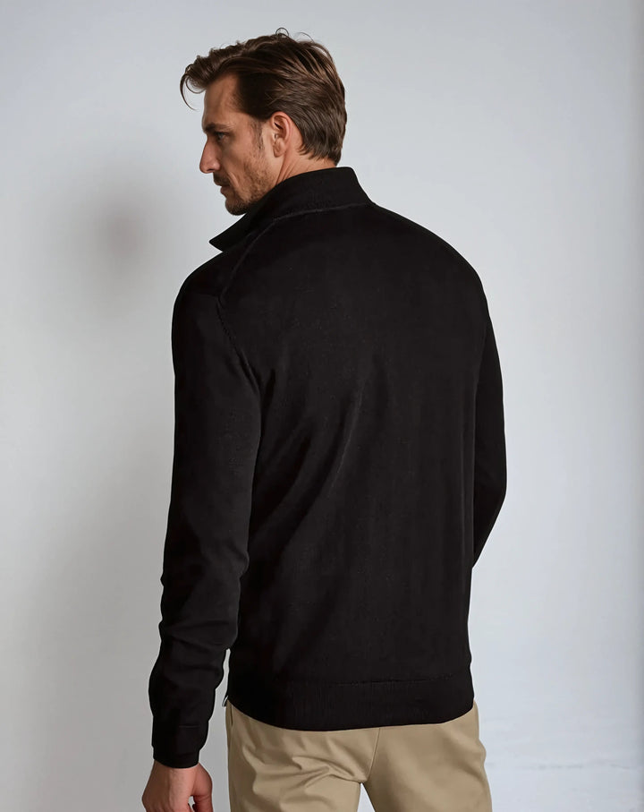 Men’s Half Zip Sweater – Black-Sweater-Borough Fashion