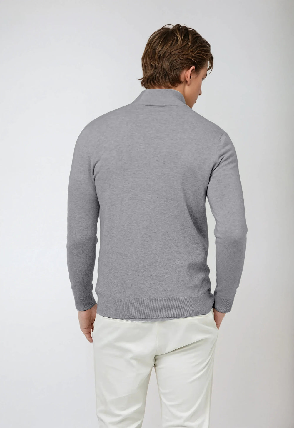 Men’s Half Zip Sweater – Dark Grey-Sweater-Borough Fashion