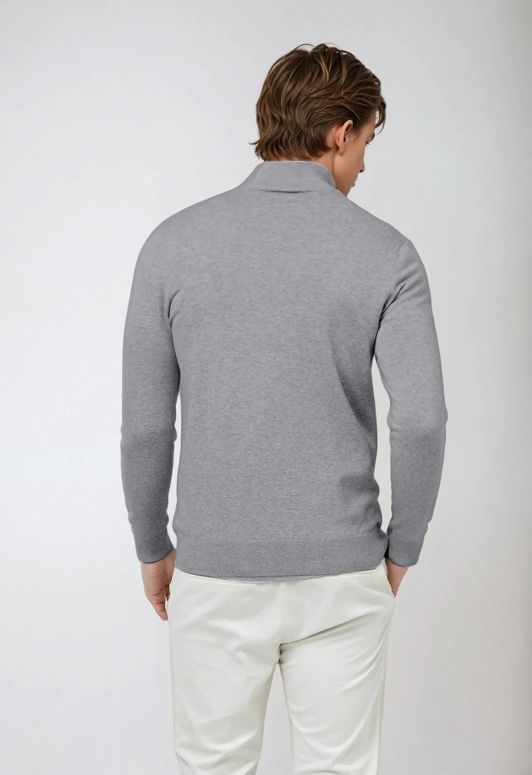 Men’s Half Zip Sweater – Dark Grey-Sweater-Borough Fashion