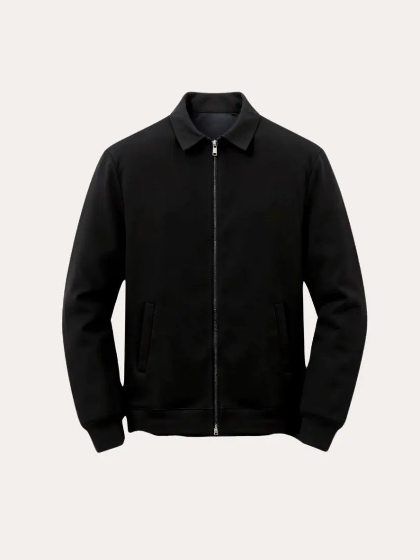 Men's Jacket with Polo Collar – Navy Blue-Jacket-Borough Fashion