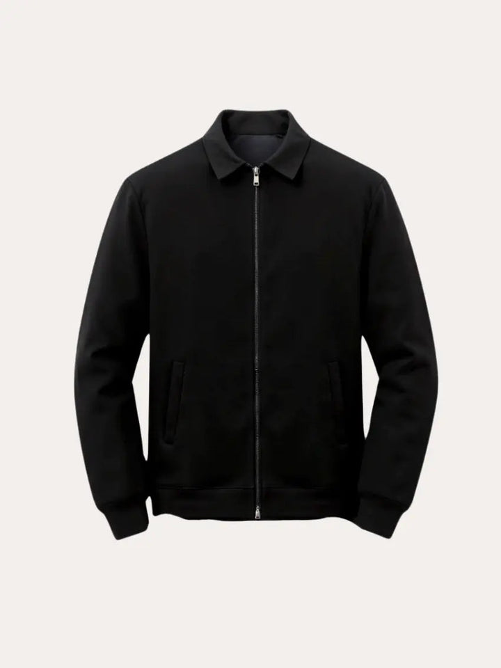 Men's Jacket with Polo Collar – Navy Blue-Jacket-Borough Fashion