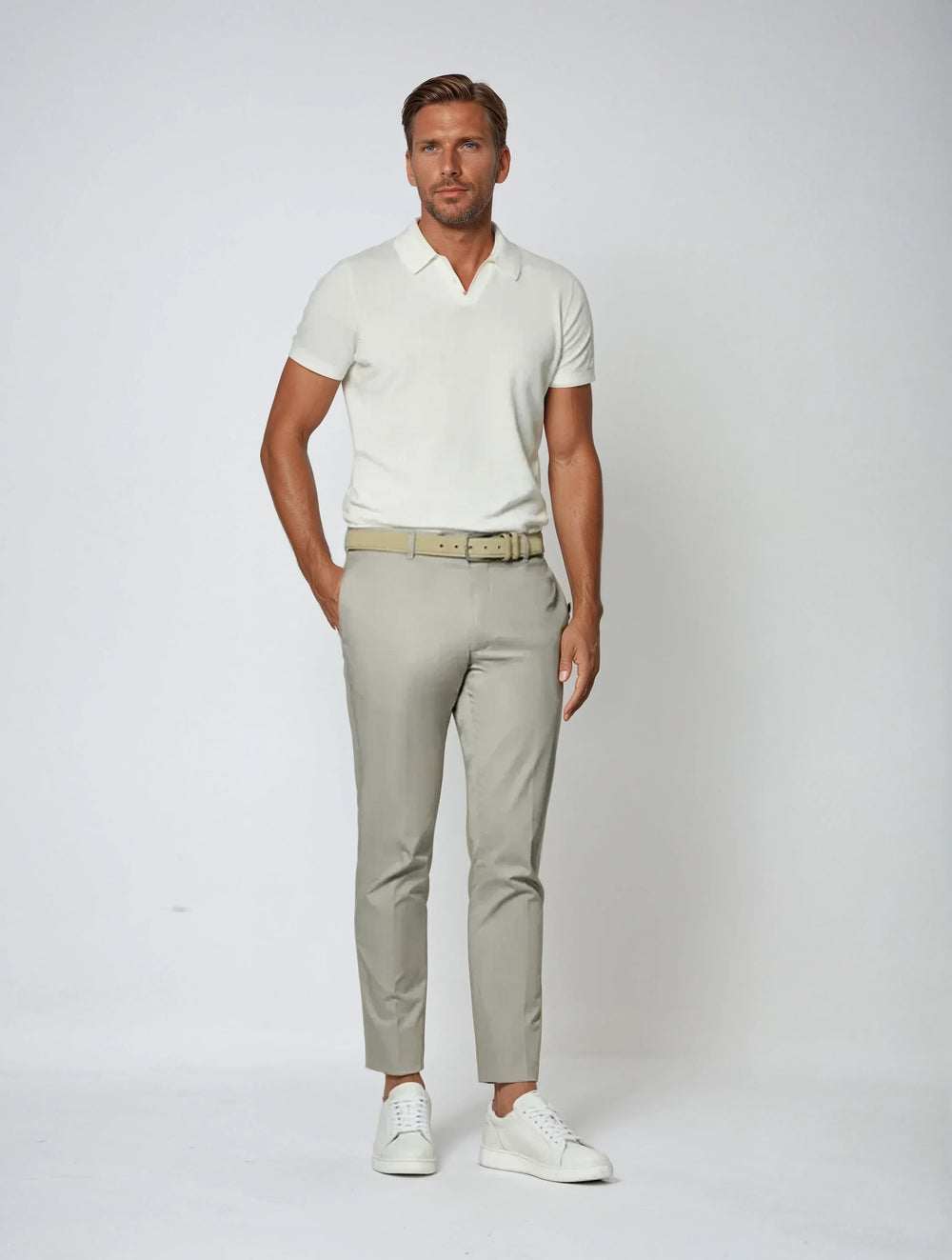 Men’s Polo Shirt – White-Polo-Borough Fashion