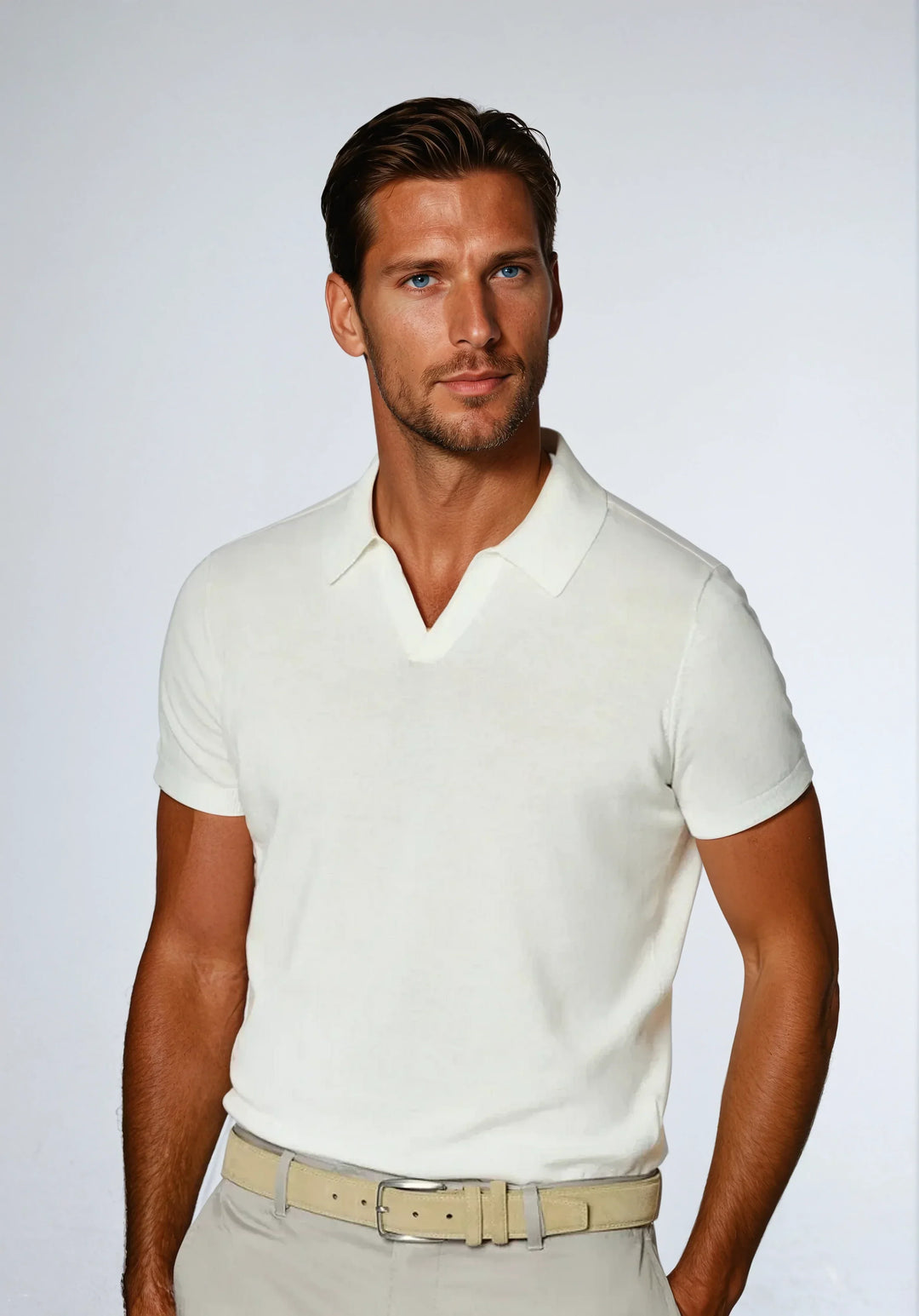 Men’s Polo Shirt – White-Polo-Borough Fashion