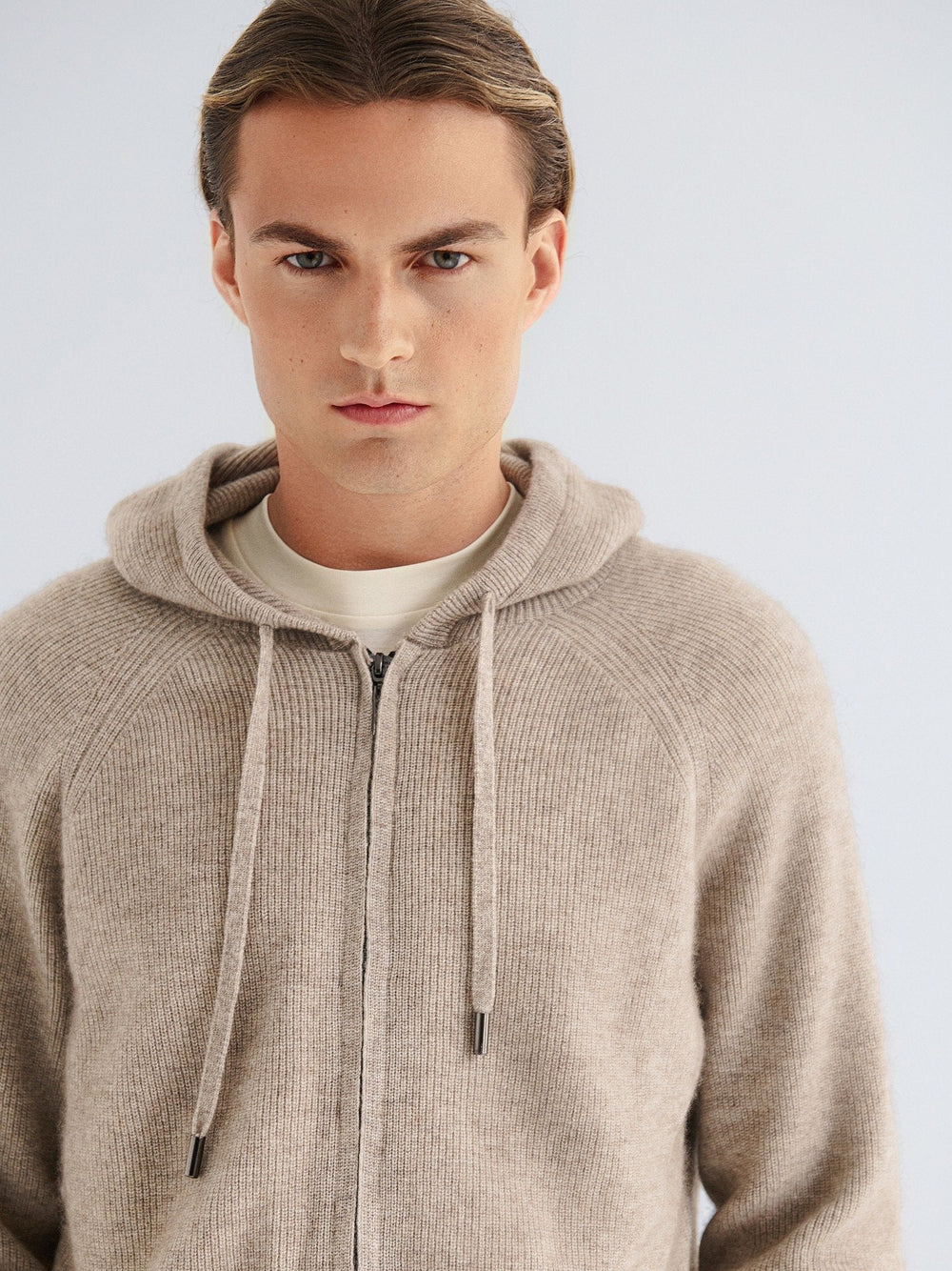 Men’s Refined Zip Hoodie – Beige-Vest-Borough Fashion