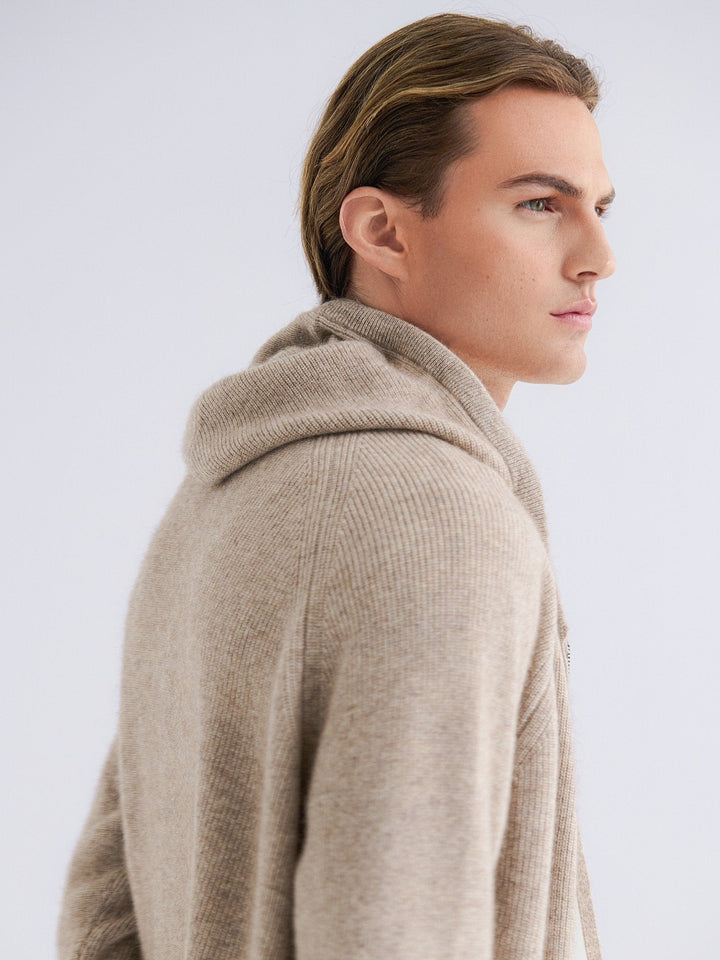 Men’s Refined Zip Hoodie – Beige-Vest-Borough Fashion