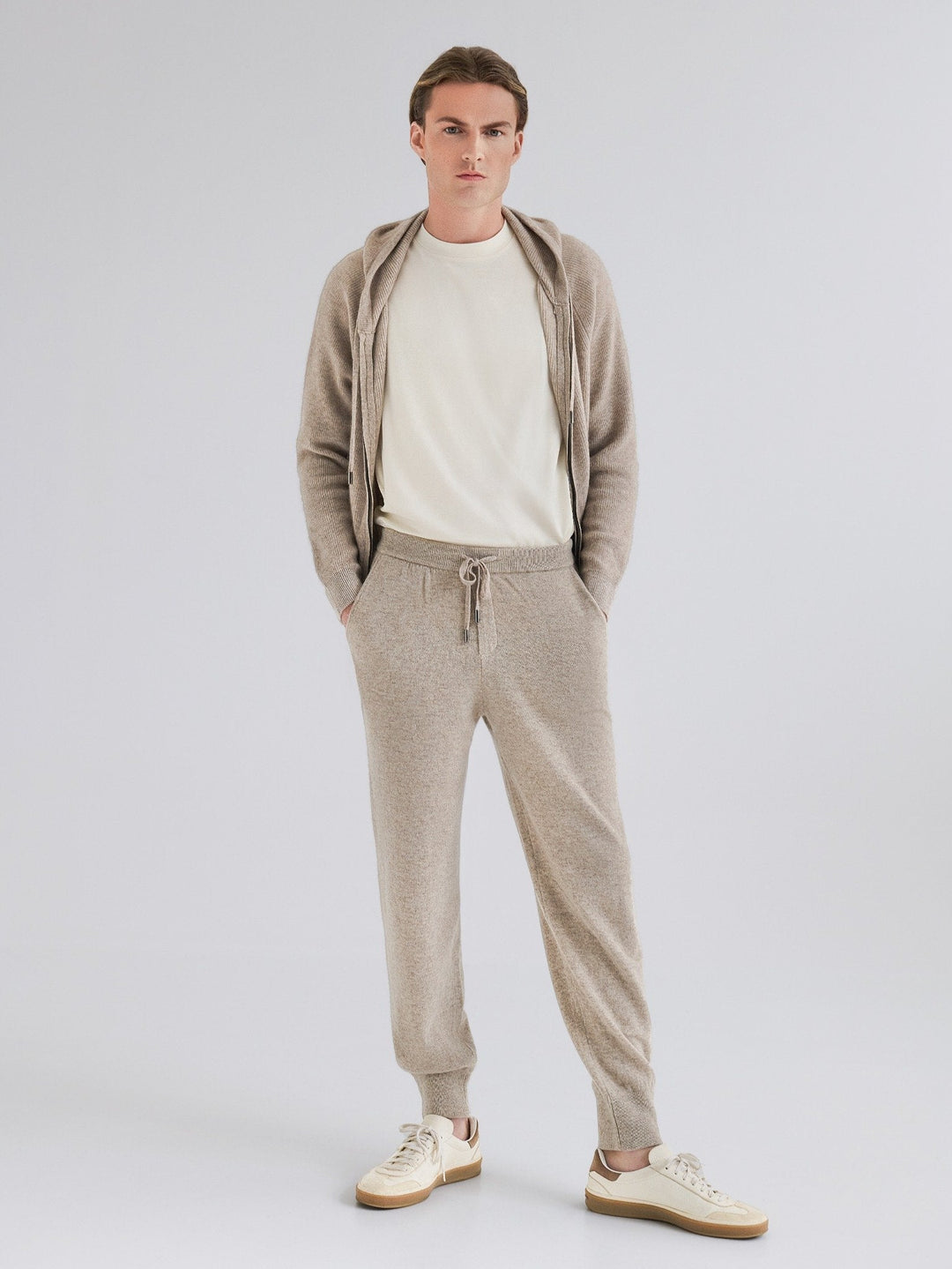 Men’s Refined Zip Hoodie – Beige-Vest-Borough Fashion