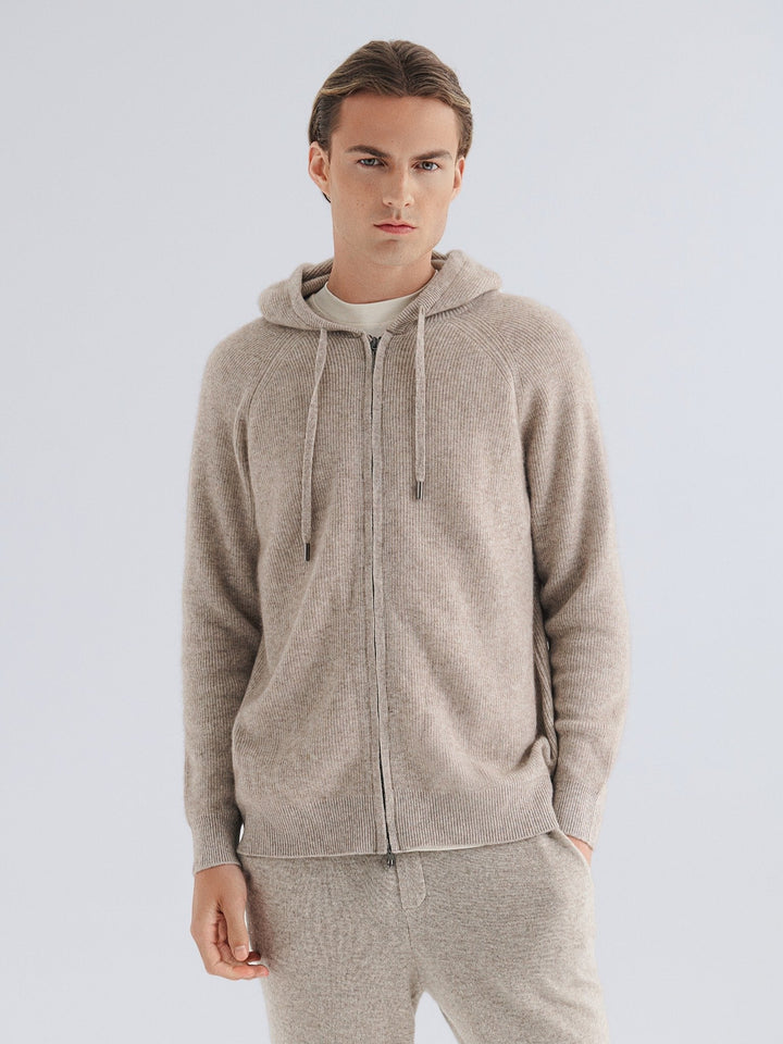 Men’s Refined Zip Hoodie – Beige-Vest-Borough Fashion