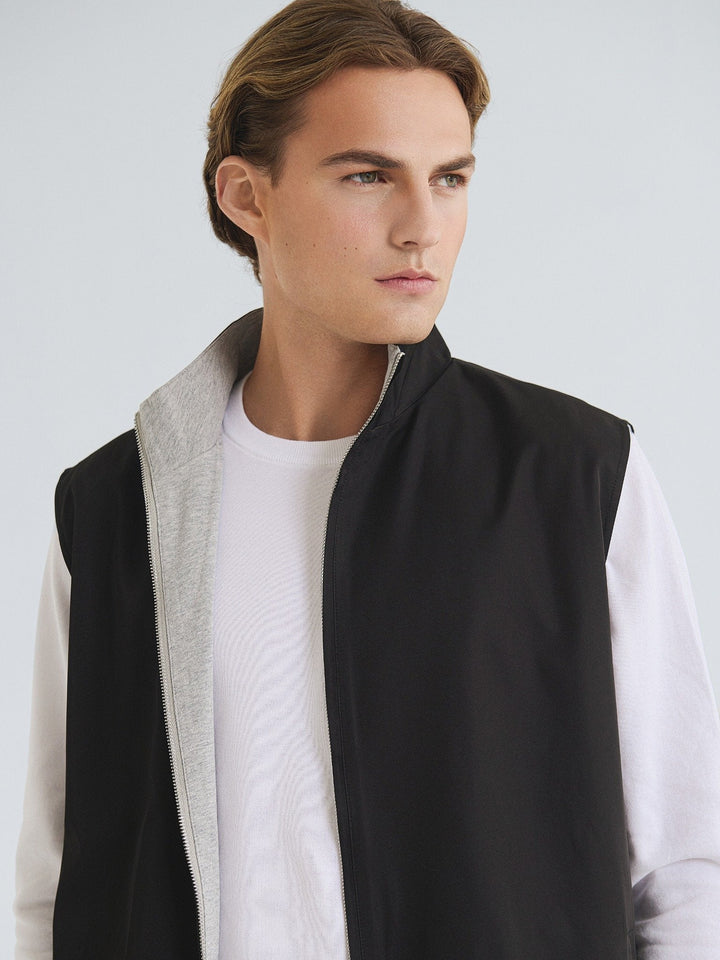 Men's Reversible City Bodywarmer – Black / Grey-Bodywarmer-Borough Fashion