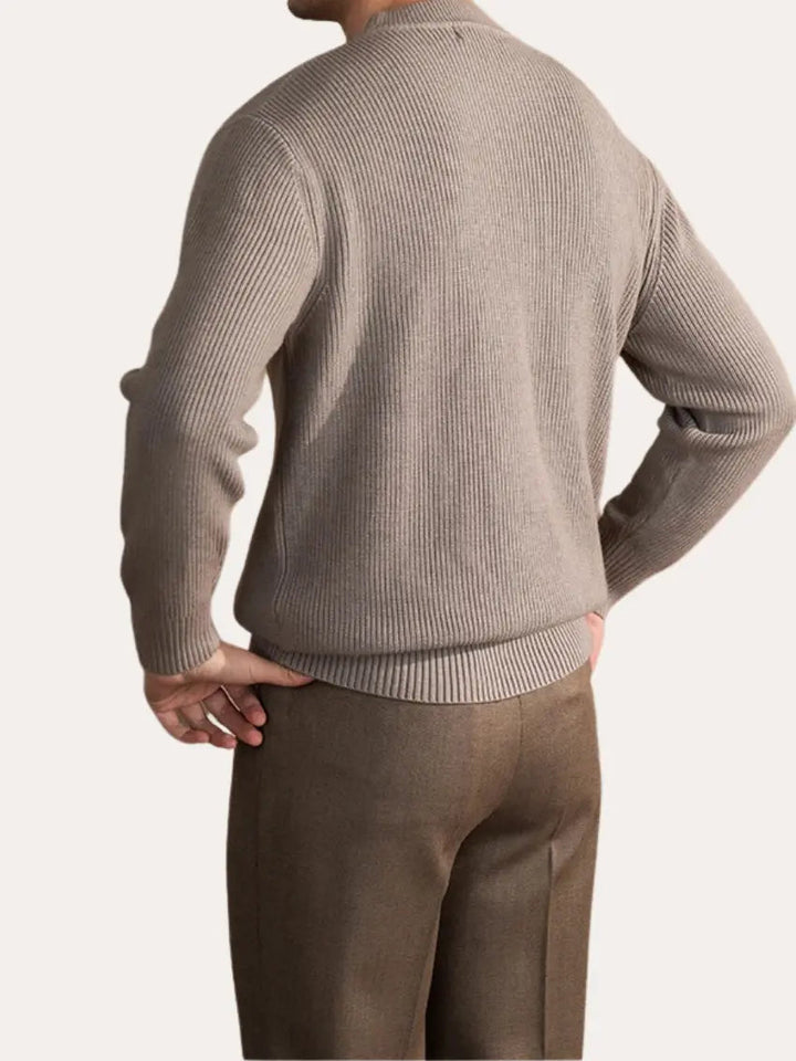 Men’s Ribbed Crew Neck Jumper – Grey-Sweater-Borough Fashion