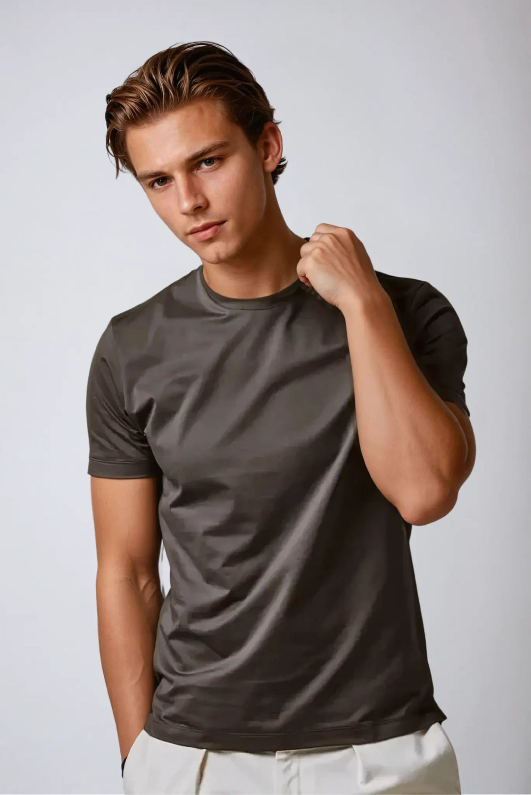Men’s Slim Fit T-shirt – Dark Brown-T-shirt-Borough Fashion