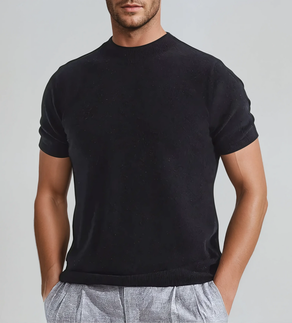 Men’s Slim Fit T-shirt – Deep Black-T-shirt-Borough Fashion