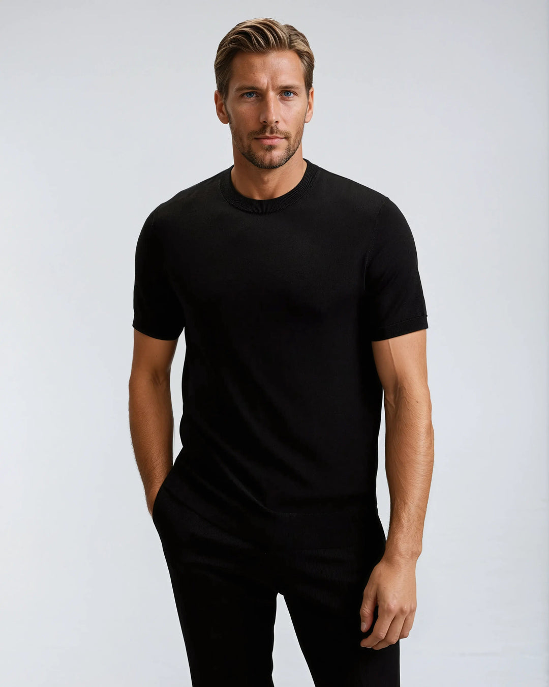 Men’s Slim Fit T-shirt – Deep Black-T-shirt-Borough Fashion