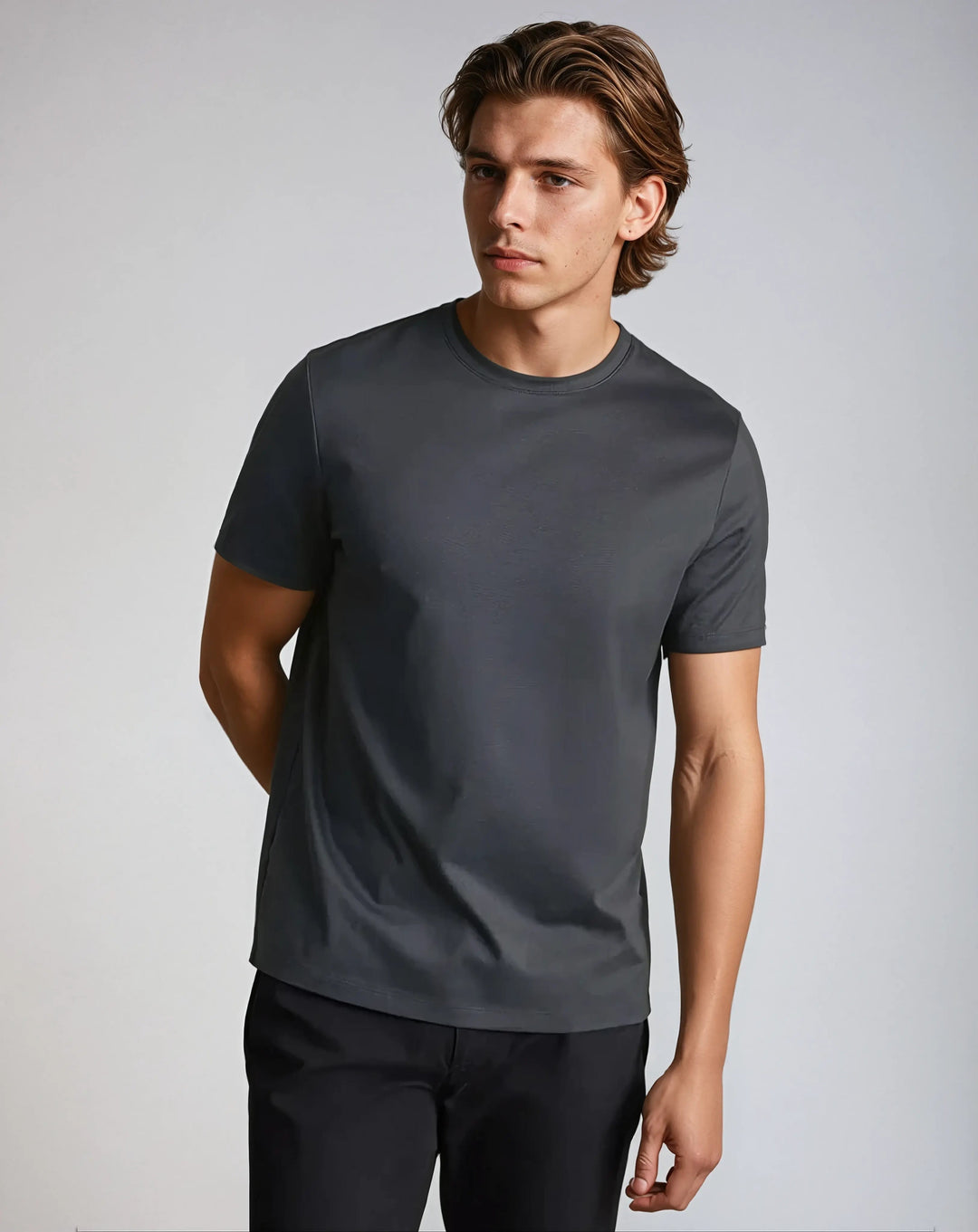 Men’s Slim Fit T-shirt – Deep Grey-T-shirt-Borough Fashion