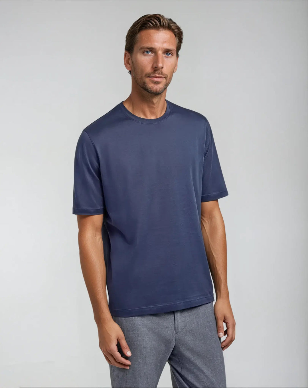 Men’s Slim Fit T-shirt – Intense Blue-Men's Tops-Borough Fashion