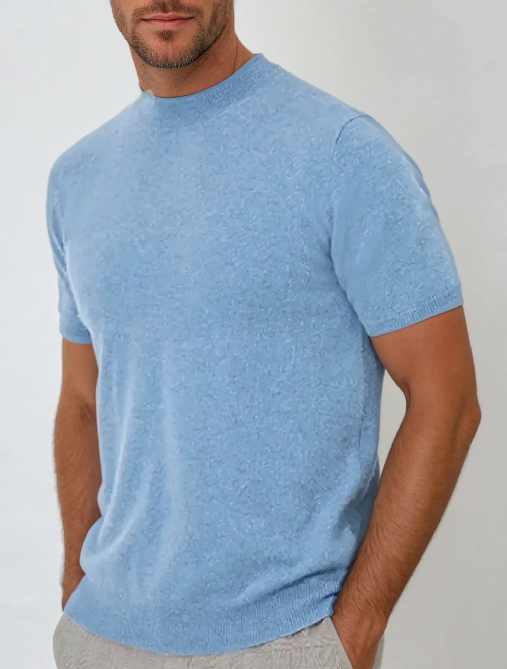 Men’s Slim Fit T-shirt – Light Blue-T-shirt-Borough Fashion