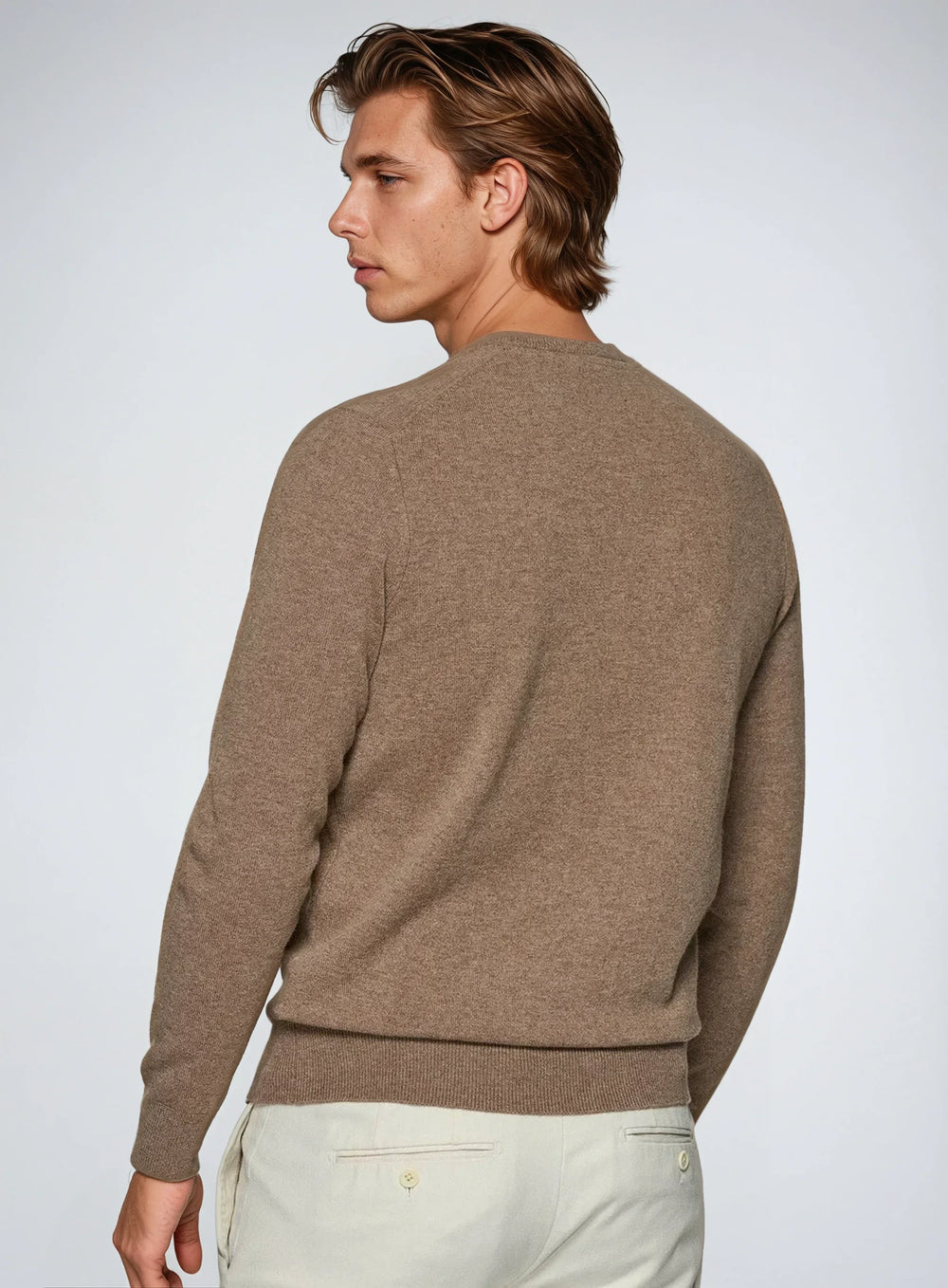 Men’s Soft Knit Sweater – Khaki-Sweater-Borough Fashion