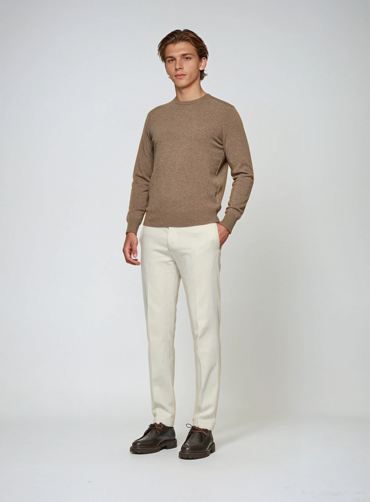 Men’s Soft Knit Sweater – Khaki-Sweater-Borough Fashion