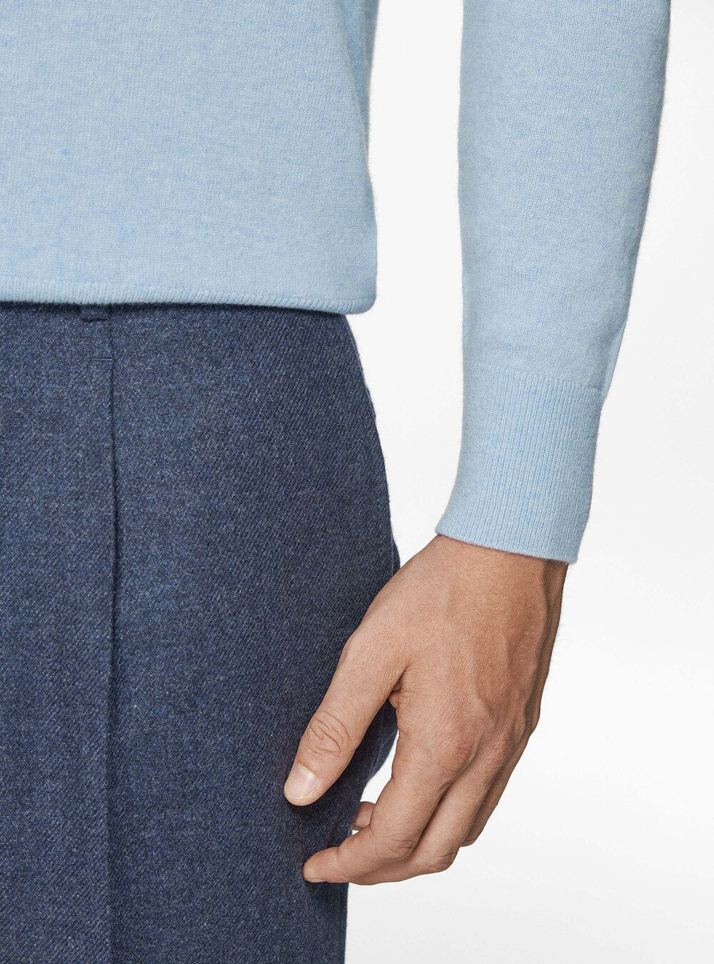 Men’s Soft Knit Sweater – Light Blue-Sweater-Borough Fashion