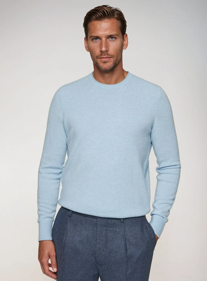 Men’s Soft Knit Sweater – Light Blue-Sweater-Borough Fashion