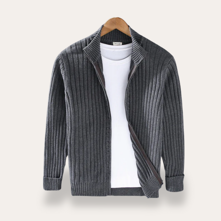 Men's Zip-Up Knit Cardigan-Men's Cardigan-Borough Fashion
