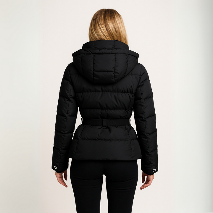 Women's Puffer Jacket – Belted, Water-Resistant