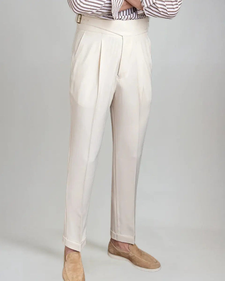 Men's Pleated Trousers – White
