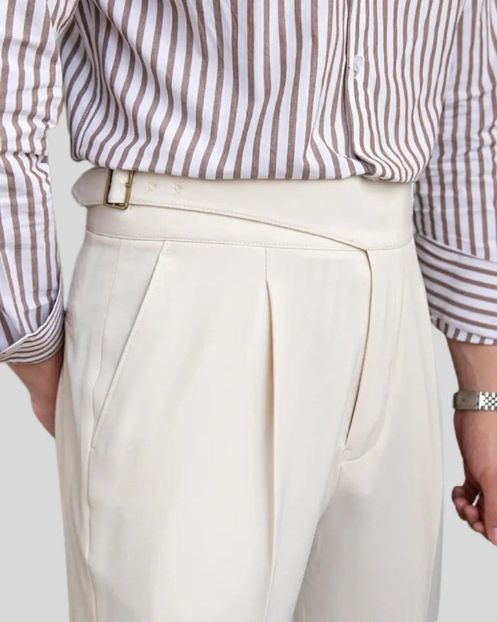 Men's Pleated Trousers – White
