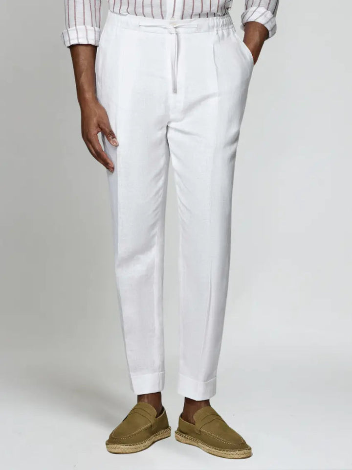 Men's Linen Trousers – White