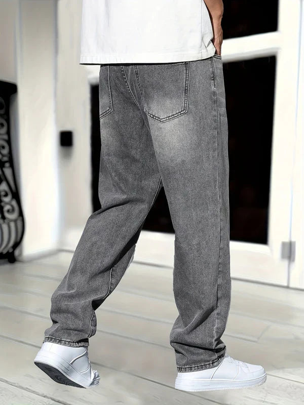 Zakaria | Men’s Classic Straight Fit Washed Denim Jeans-Men pants-Borough Fashion
