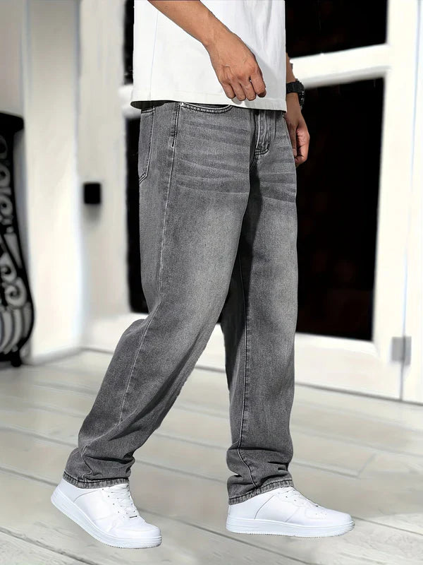 Zakaria | Men’s Classic Straight Fit Washed Denim Jeans-Men pants-Borough Fashion